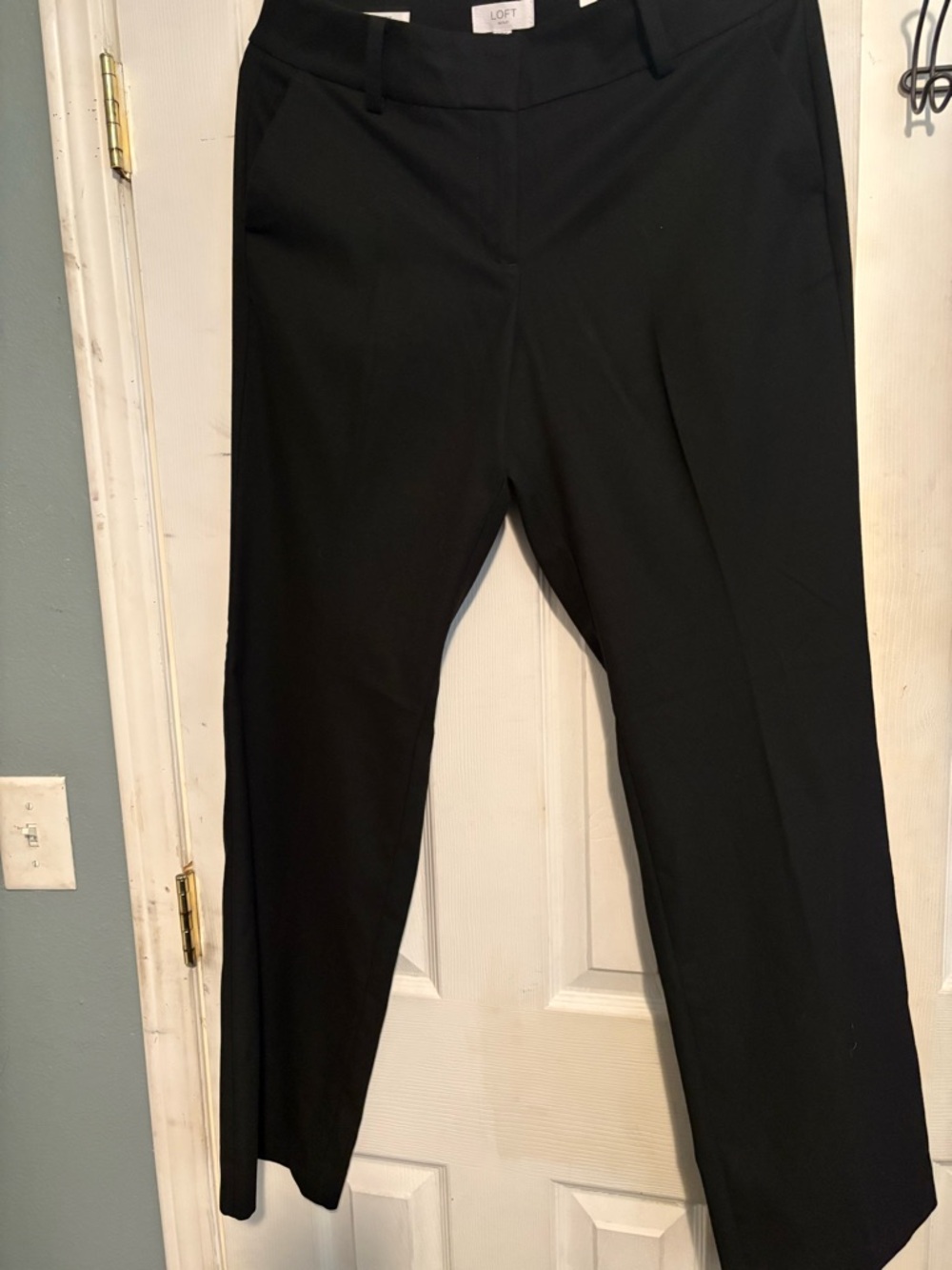 LOFT Black Straight-Leg Work Trousers